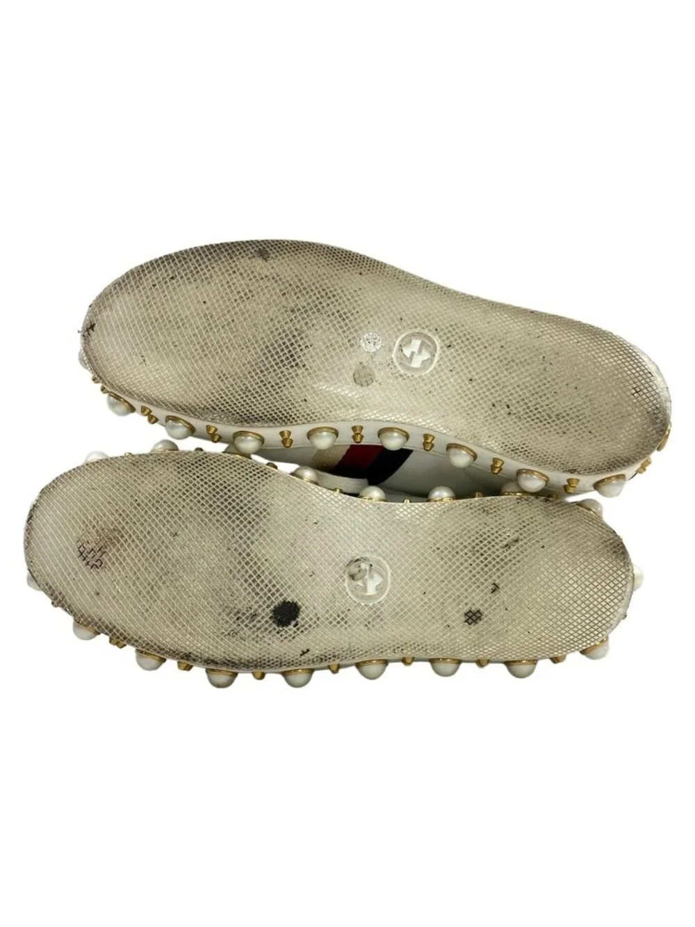 Gucci Sneakers 39 White Bordeaux Navy Studs Pearl Leather
